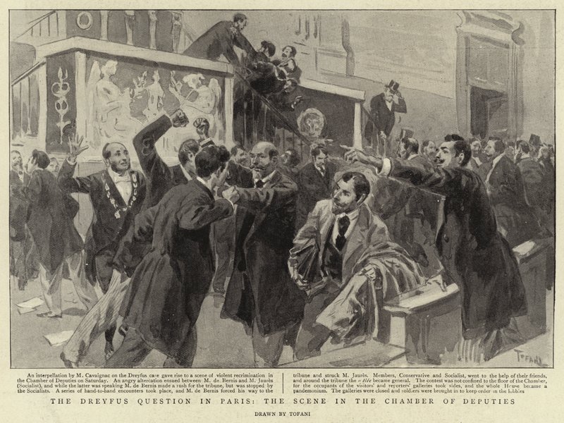A questão Dreyfus em Paris, a cena na Câmara dos Deputados de Oswaldo Tofani
