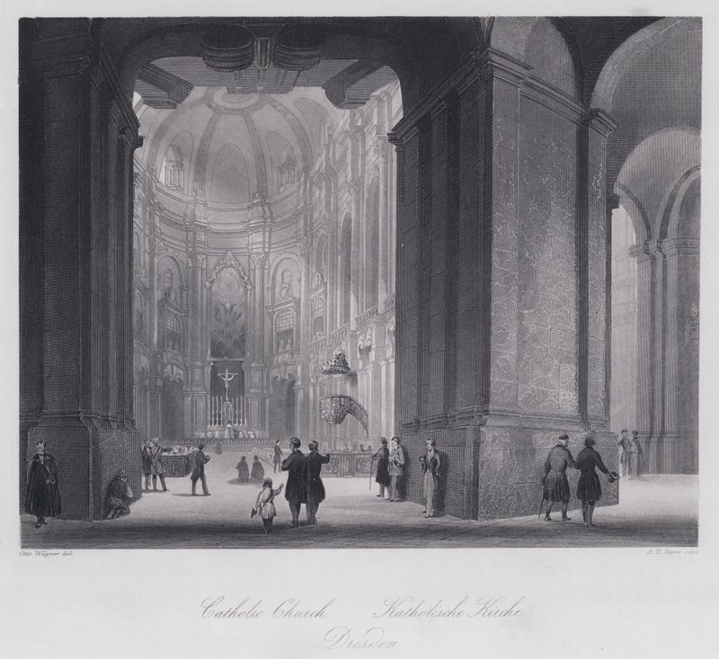 Igreja Católica, Dresden (gravura) de Otto (after) Wagner