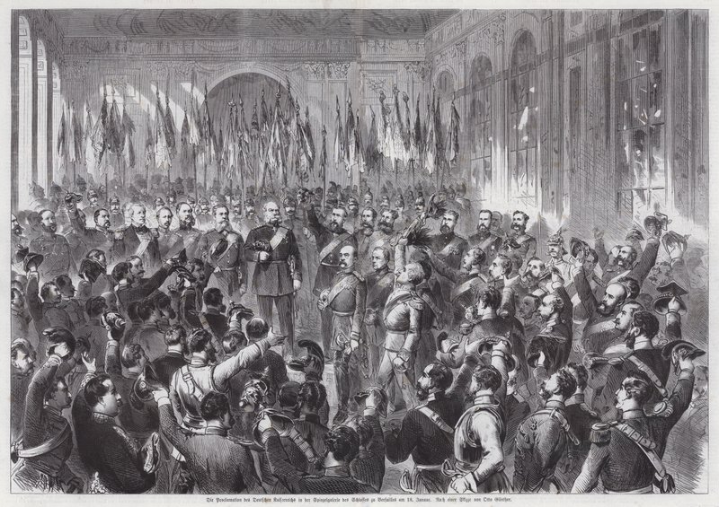 Proclamação do Rei Wilhelm I da Prússia como Imperador da Alemanha, Salão dos Espelhos, Palais de Versailles, França de Otto Edmund Guenther