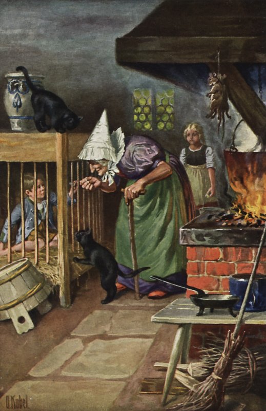 Hansel e Gretel (lito colorido) de Otto Kubel