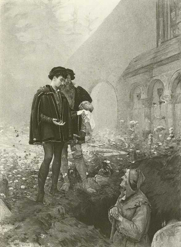 Hamlet e o Gravedigger (gravura) de Pascal Adolphe Jean Dagnan Bouveret
