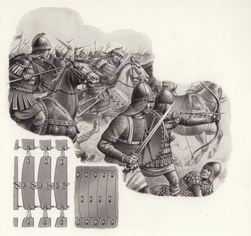 Exército do Khalif da Pérsia na Idade Média (guache sobre papel) de Pat (1907-95) Nicolle