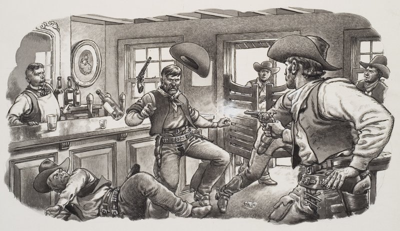 Cowboys do Oregon (guache sobre papel) de Pat (1907-95) Nicolle