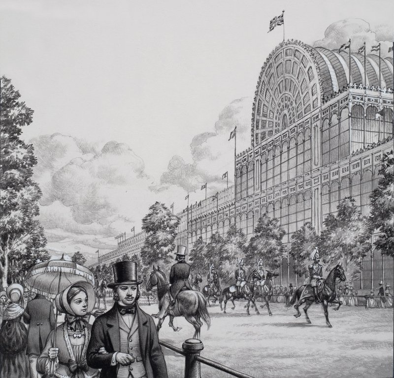 Palácio de Cristal (guache sobre papel) de Pat (1907-95) Nicolle