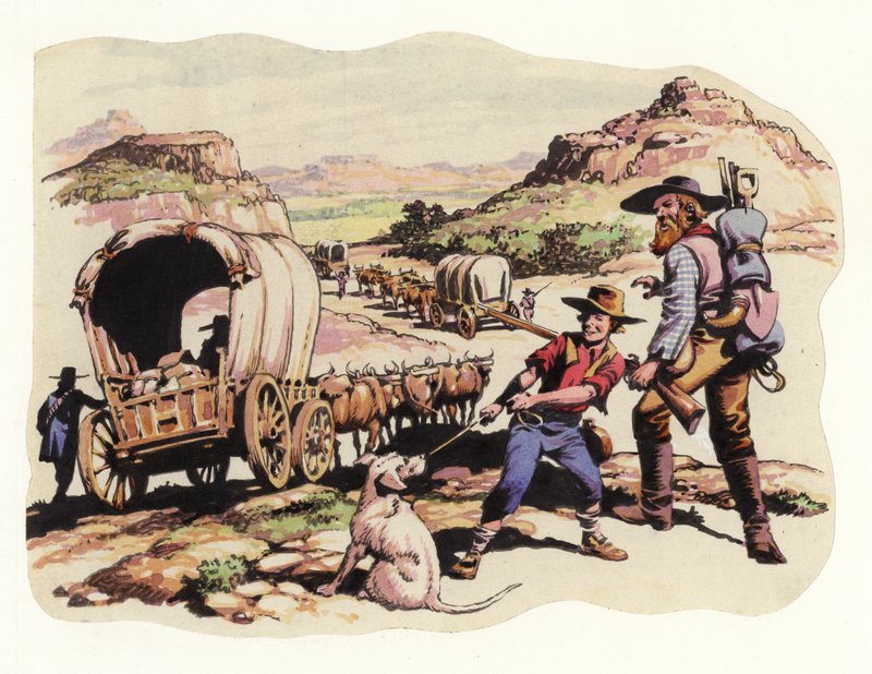 A Grande Caminhada de 1835-1837 (guache sobre papel) de Pat (1907-95) Nicolle