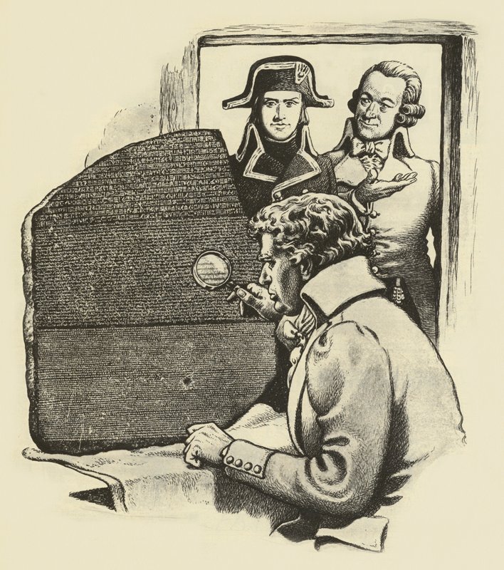 A pedra de Roseta (litografia) de Pat (1907 95) Nicolle
