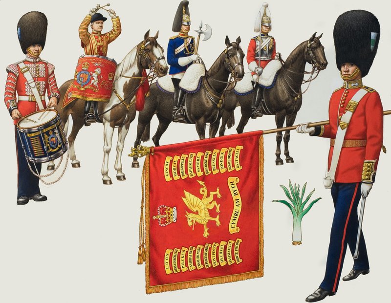 Regimentos galeses (guache sobre papel) de Pat (1907-95) Nicolle