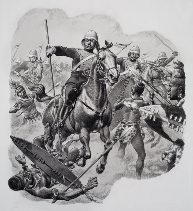Zulus (guache sobre papel) de Pat (1907-95) Nicolle