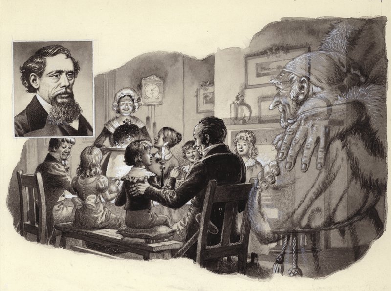 Um Conto de Natal de Charles Dickens (guache sobre papel) de Pat (1907 95) Nicolle