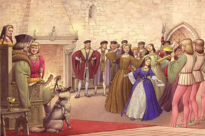 Uma festa acompanhou a chegada de Catarina de Aragão a Inglaterra para se casar (guache sobre papel) de Pat (1907 95) Nicolle