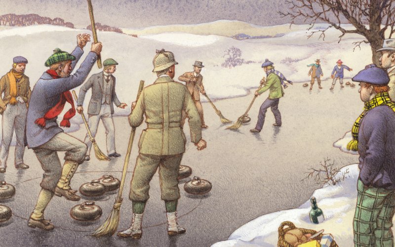 Curling na Escócia (guache sobre papel) de Pat (1907 95) Nicolle