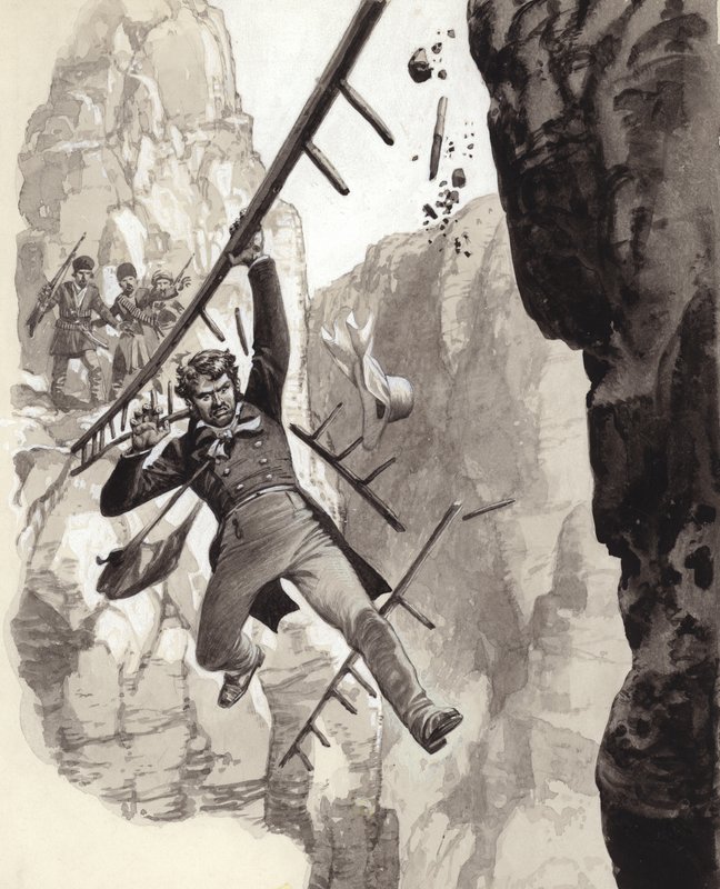 Henry Creswicke Rawlinson em Behistun (guache sobre papel) de Pat (1907 95) Nicolle