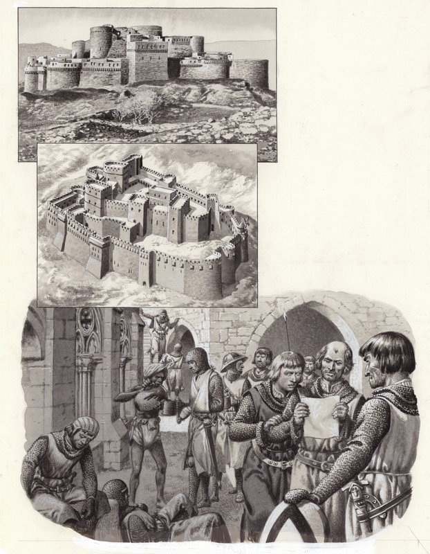 A fortaleza de Krak des Chevaliers (guache sobre papel) de Pat (1907 95) Nicolle