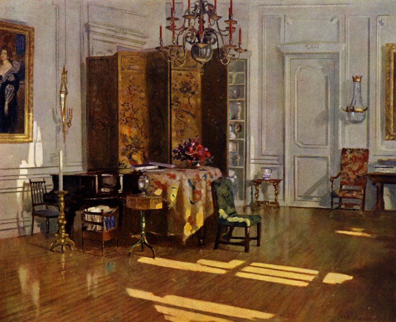 Sala de desenho, Hyndford, North Berwick (cor litho) de Patrick William Adam