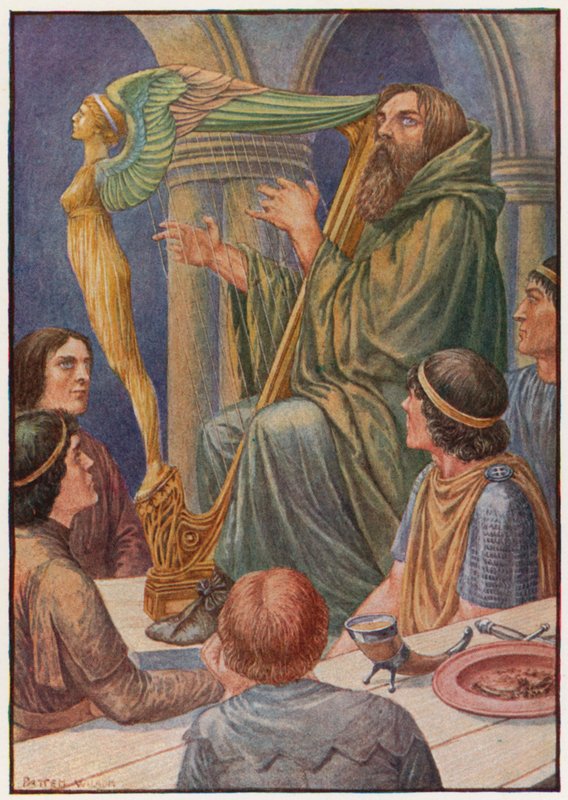 O Dagda pegaria na sua harpa e tocaria alguns acordes (cor litho) de Patten Wilson