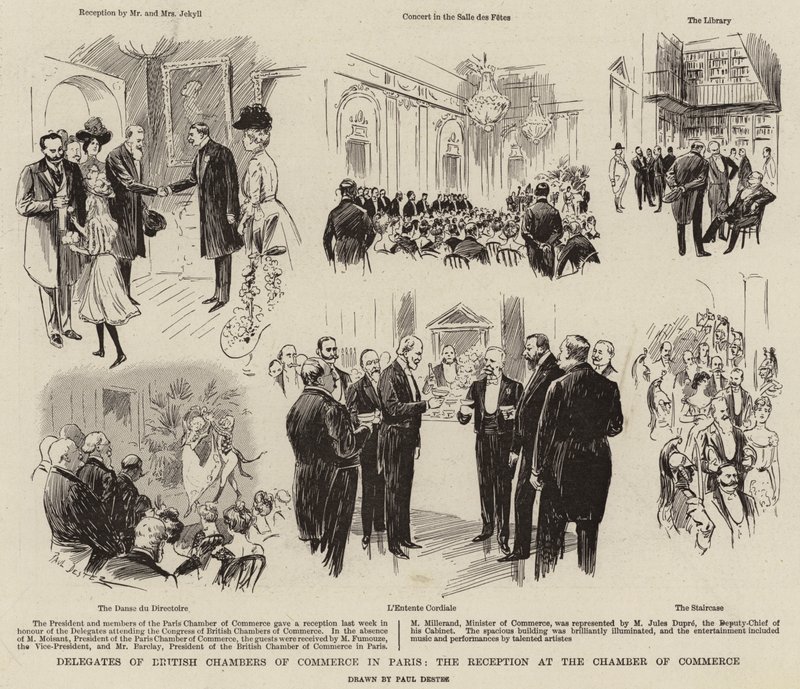 Delegados das Câmaras Britânicas de Comércio em Paris, Recepção na Câmara de Comércio de Paul Destez