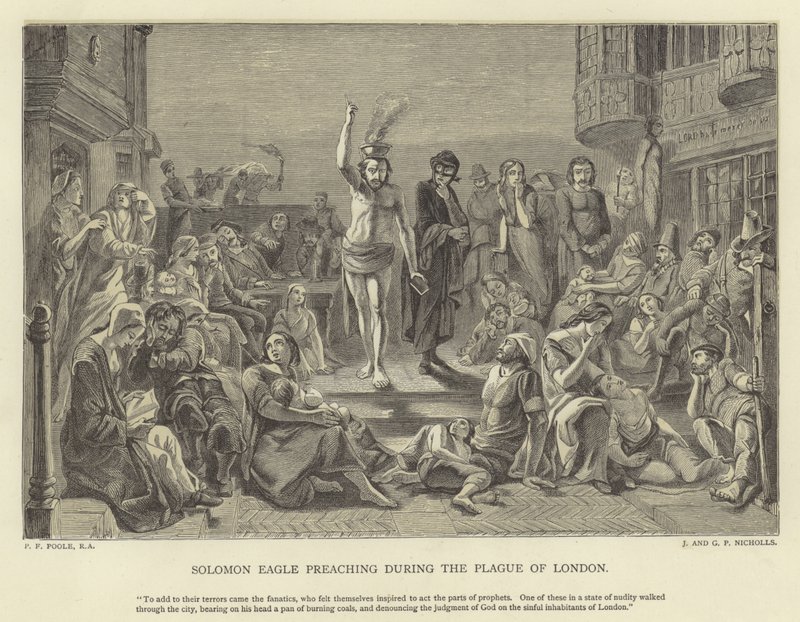 Salomão Águia pregando durante a praga de Londres de Paul Falconer Poole