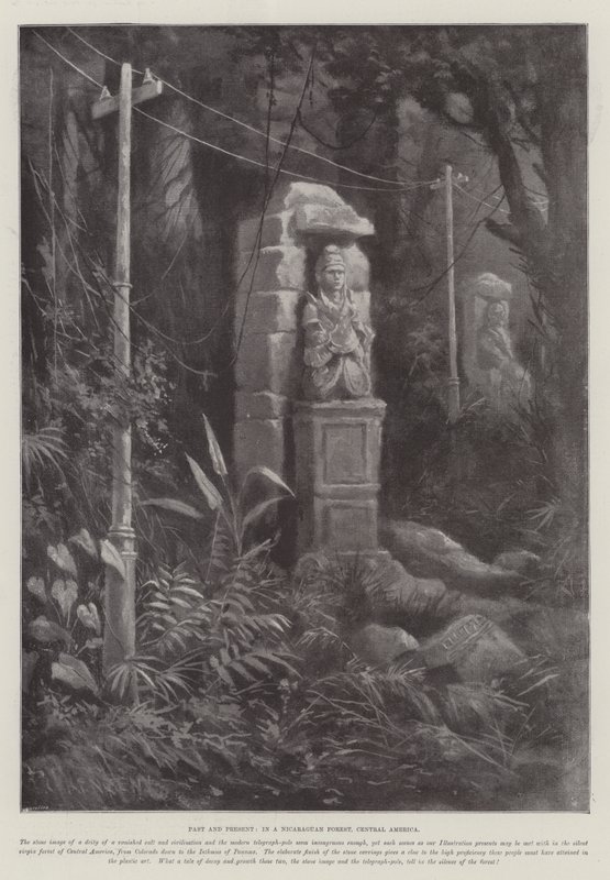Passado e presente, em uma floresta nicaraguense, América Central de Paul Frenzeny