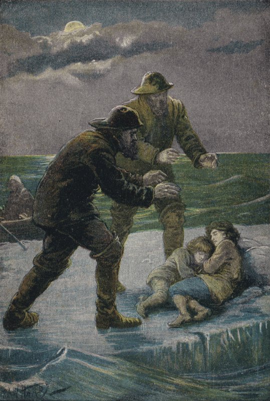 Resgate de dois filhos de um bloco de gelo flutuante, 1831 de Paul Hardy