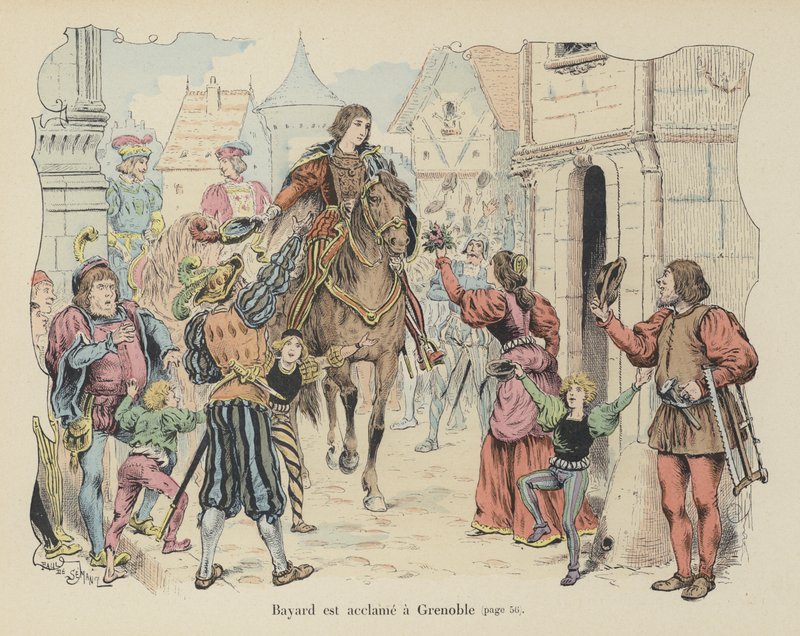 O Chevalier de Bayard aclamado em sua chegada em Grenoble, França de Paul de Semant