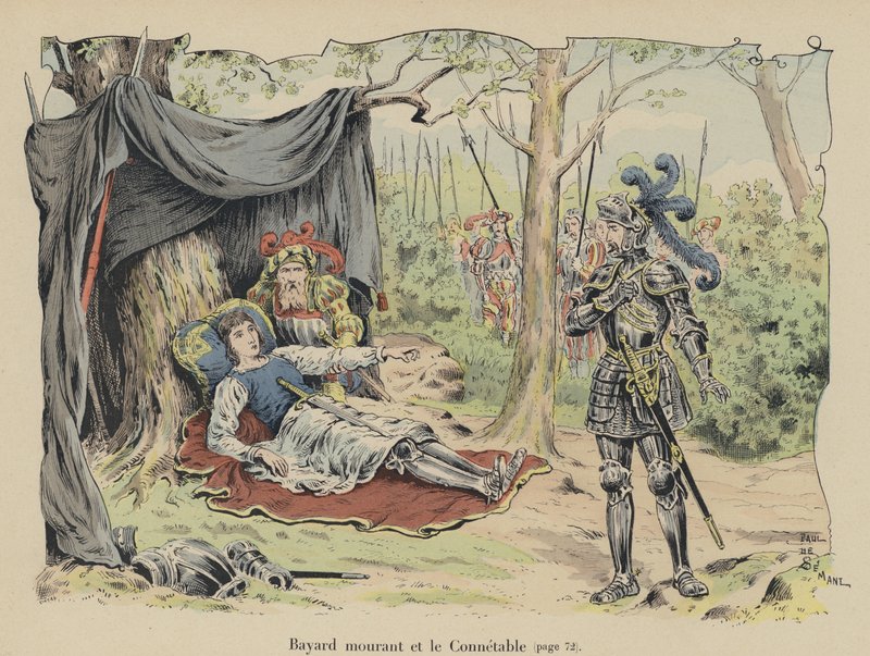 O Chevalier de Bayard morrendo no campo de batalha na Itália, em 1524 de Paul de Semant