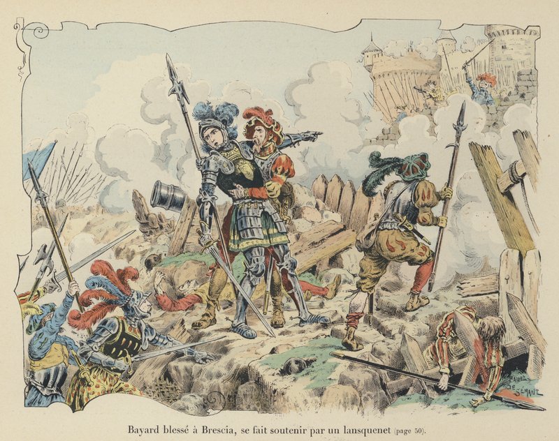 O Chevalier de Bayard ferido no cerco de Brescia, Itália, 1512 de Paul de Semant