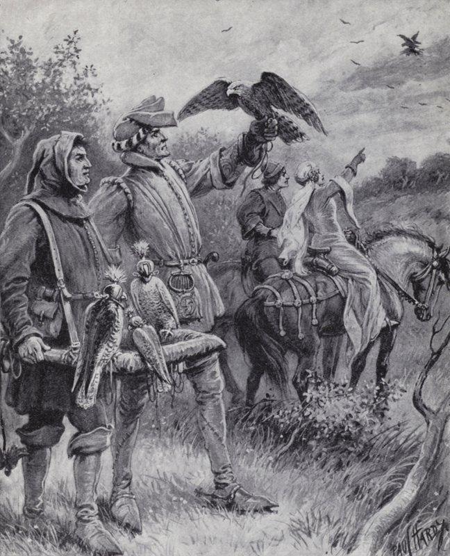 Falcoaria na Idade Média (Litho) de Paul (after) Hardy