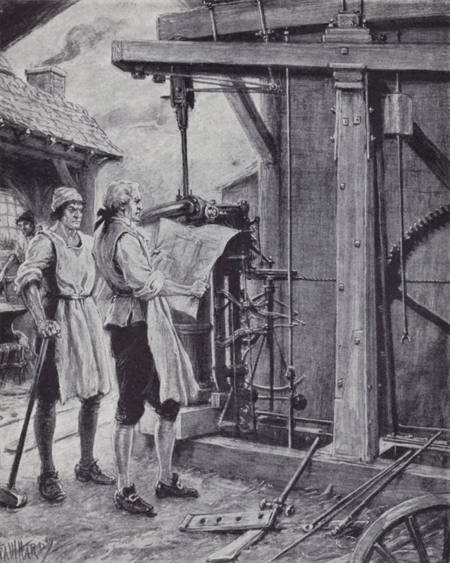 James Watt a trabalhar na máquina a vapor de Paul (after) Hardy