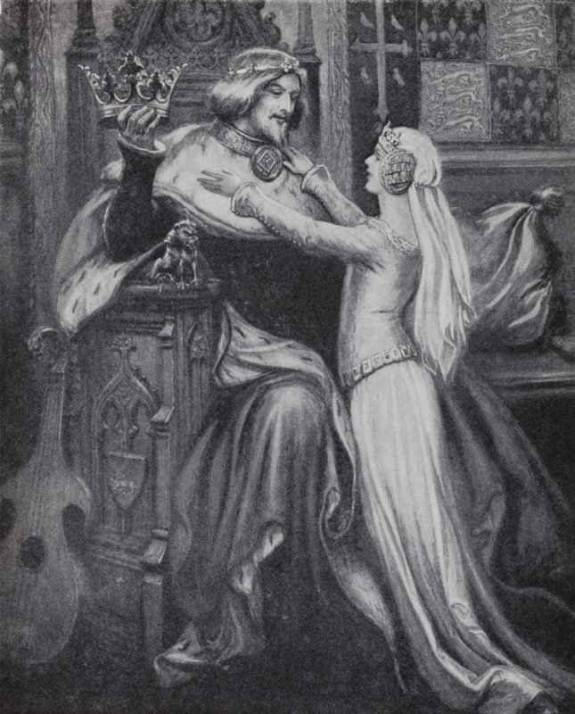 Rei Ricardo II com a jovem Isabella de Valois (litho) de Paul (after) Hardy