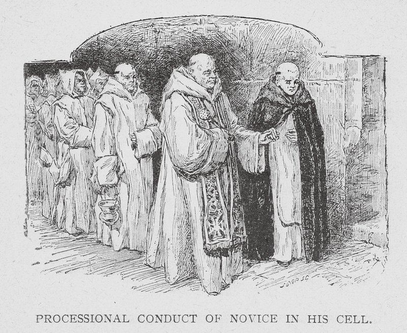 Os Cartuxos: Conduta processional do noviço na sua cela (litografia) de Paul Adolphe Kauffmann
