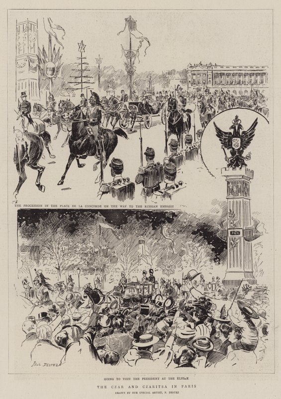 O Czar e Czaritsa em Paris (gravura) de Paul Destez