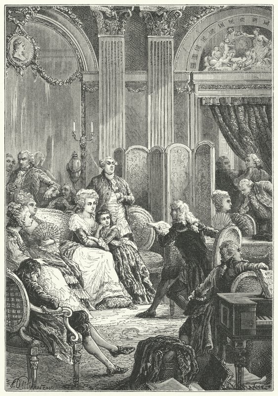 Um salão no início do reinado de Luís XVI de França de Paul Dominique Philippoteaux