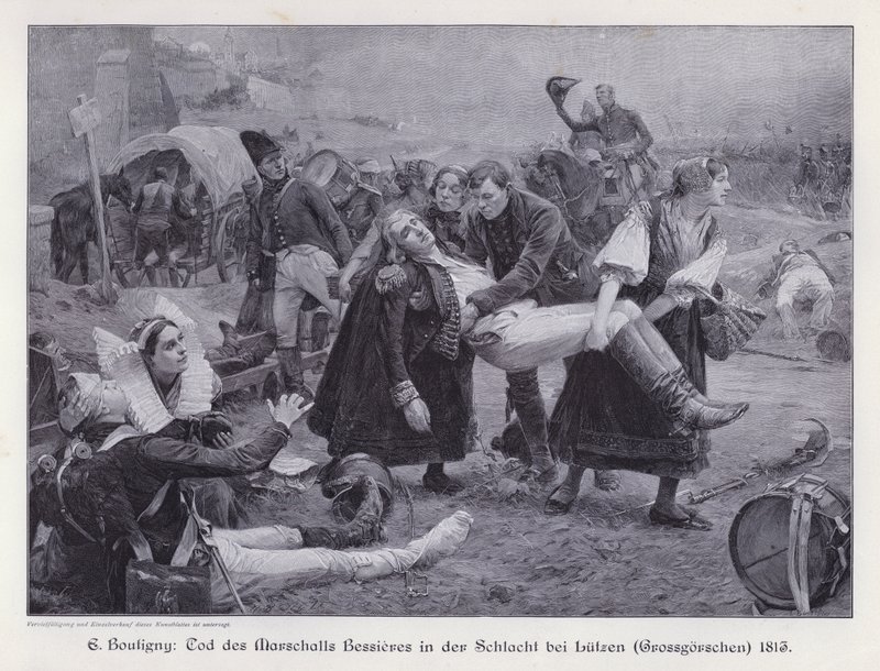 Morte do Marechal Bessieres na Batalha de Lutzen de Paul Émile Boutigny