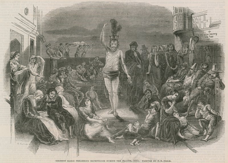 Águia Salomão pregando o arrependimento durante a peste (gravação) de Paul Falconer Poole