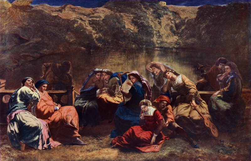 O Sétimo Dia do Decameron (cor litho) de Paul Falconer Poole