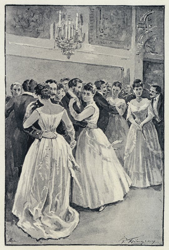 Ilustração para Anna Karenina: Kitty at the ball (litho) de Paul Frenzeny