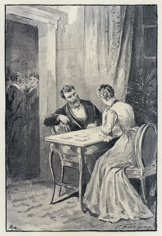 Ilustração para Anna Karenina: Levin propõe a Kitty (litho) de Paul Frenzeny