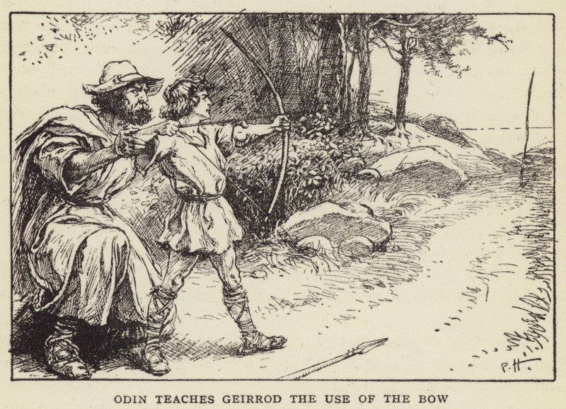 Odin ensina a Geirrod o uso do arco de Paul Hardy