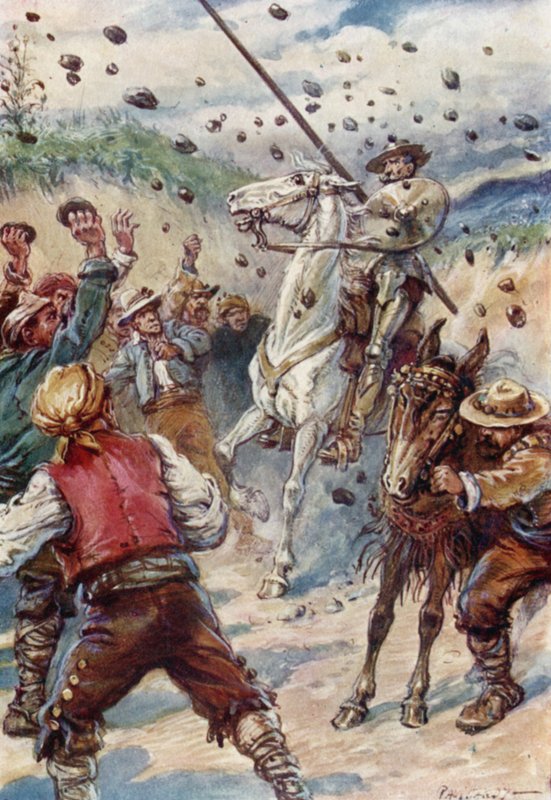 Eles pularam Don Quixote com uma chuva de pedras de Paul Hardy