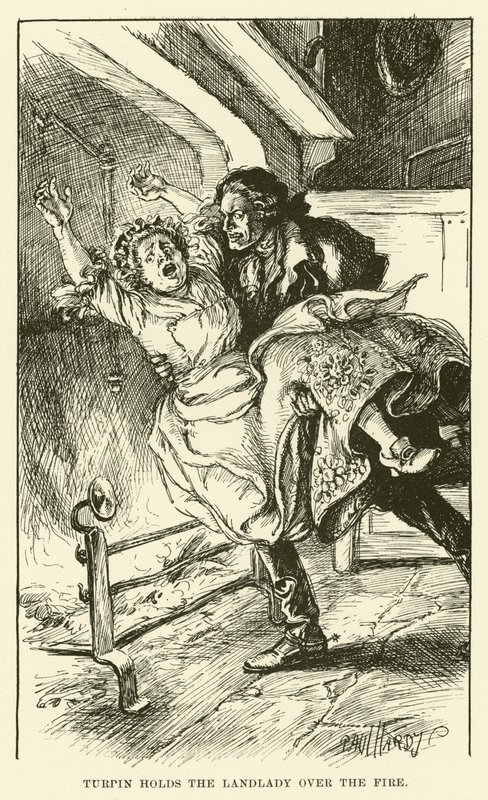 Turpin Segura a senhoria sobre o fogo (gravura) de Paul Hardy