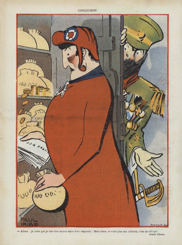 Sátira na aliança franco-russa. Ilustração para Le Rire de Paul Iribe