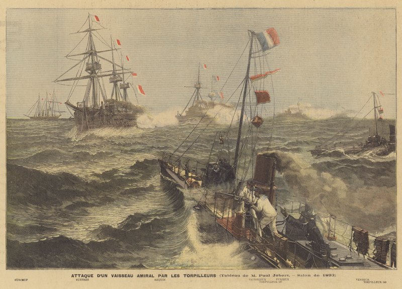 Atack em uma Flagship por Torpedo Boats de Paul Jobert