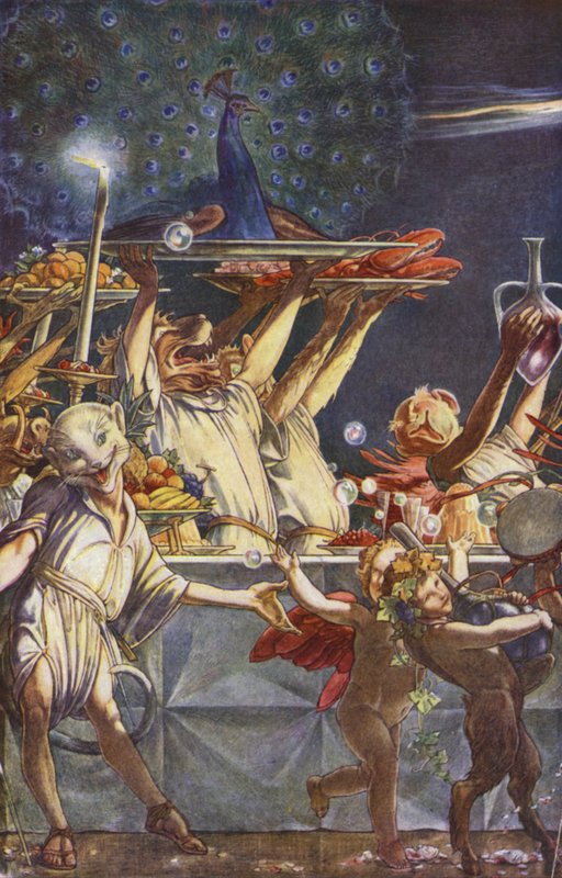 The Tempest de William Shakespeare, Acto III, Cena 3 (cor litho) de Paul Vincent Woodroffe