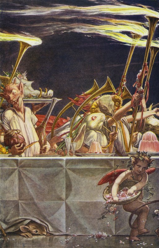 The Tempest de William Shakespeare, Acto III, Cena 3 (cor litho) de Paul Vincent Woodroffe