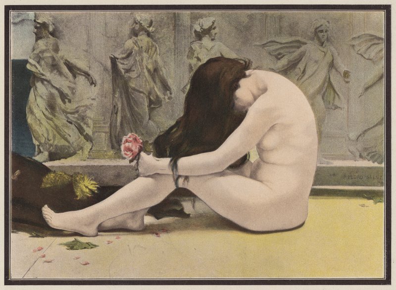 O túmulo do poeta (cor litho) de Pedro Saenz
