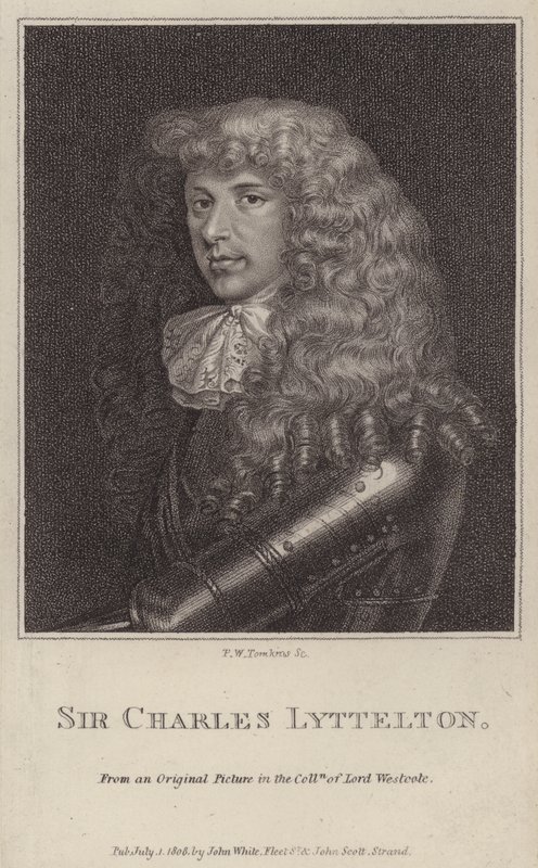 Sir Charles Lyttelton, político inglês e governador colonial da Jamaica (gravura) de Peltro William Tomkins