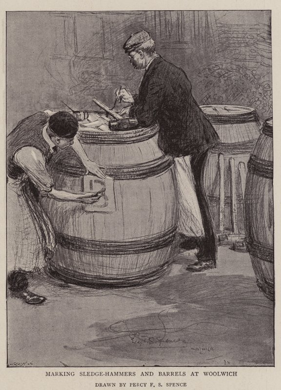 Marcha-martelo e barris de marcação em Woolwich de Percy F.S. Spence
