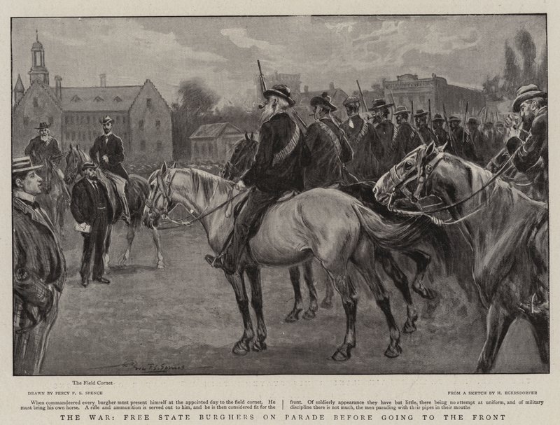 A guerra, burgueses do estado livre em desfile antes de ir para a frente de Percy F.S. Spence