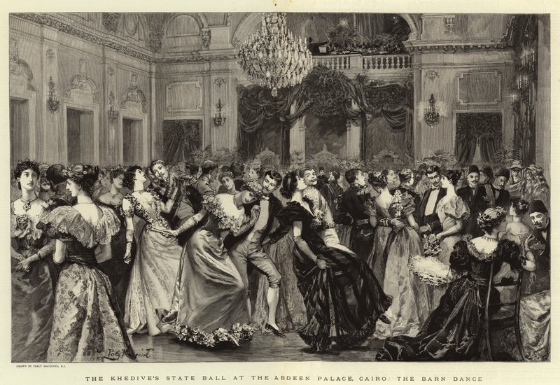 Esfera do Estado do Khedive no Palácio de Abdeen, Cairo, a dança do celeiro de Percy Macquoid