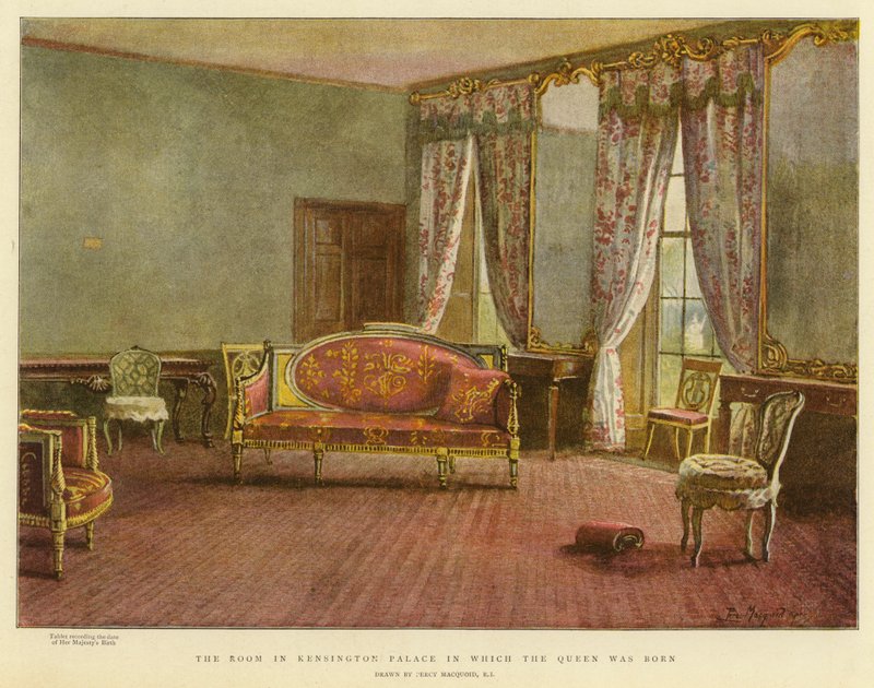 O quarto no palácio de Kensington em que a rainha era nascida de Percy Macquoid
